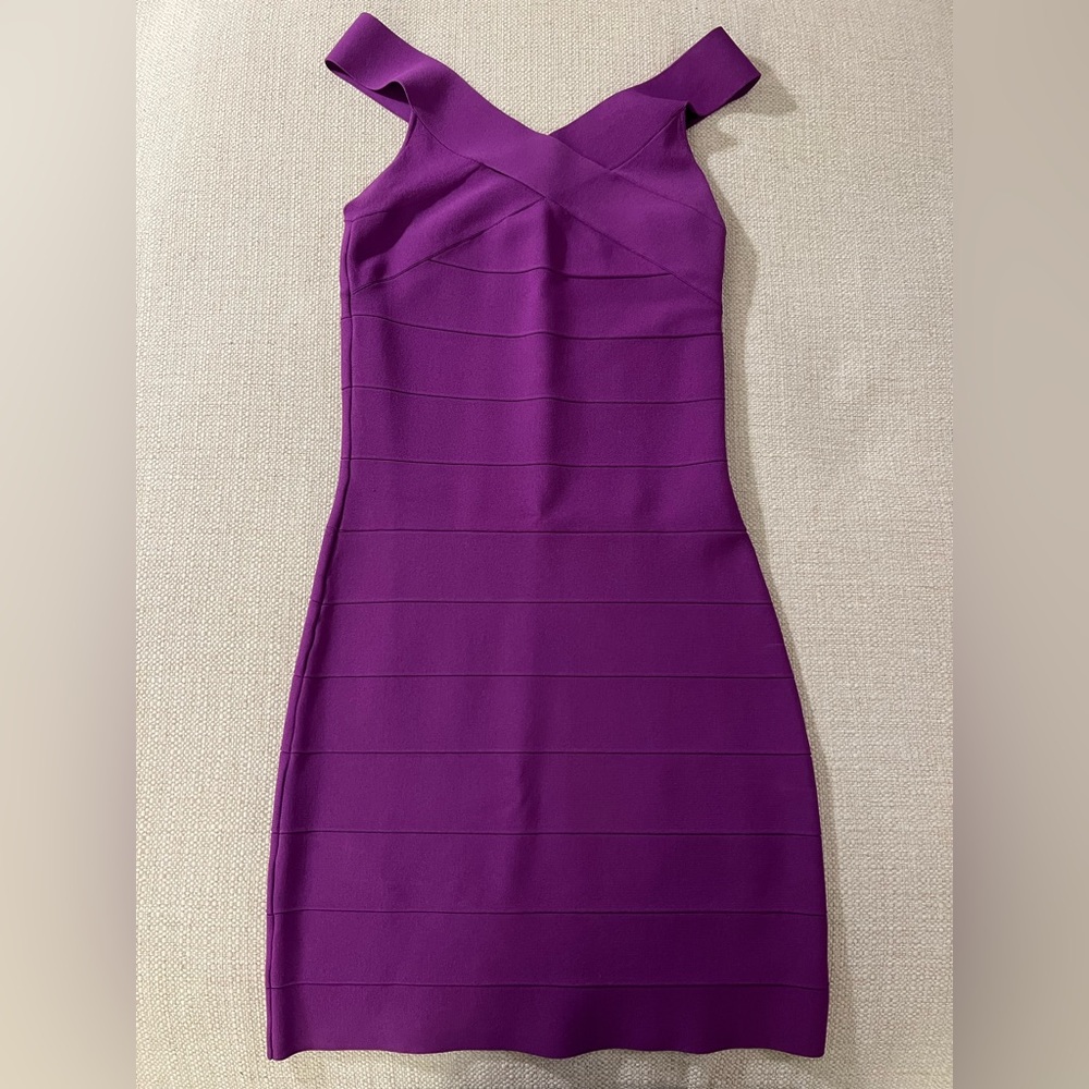 REISS Pre-owned Plum Purple BodyCon Bandage Cross-strap dress M - Pristine!